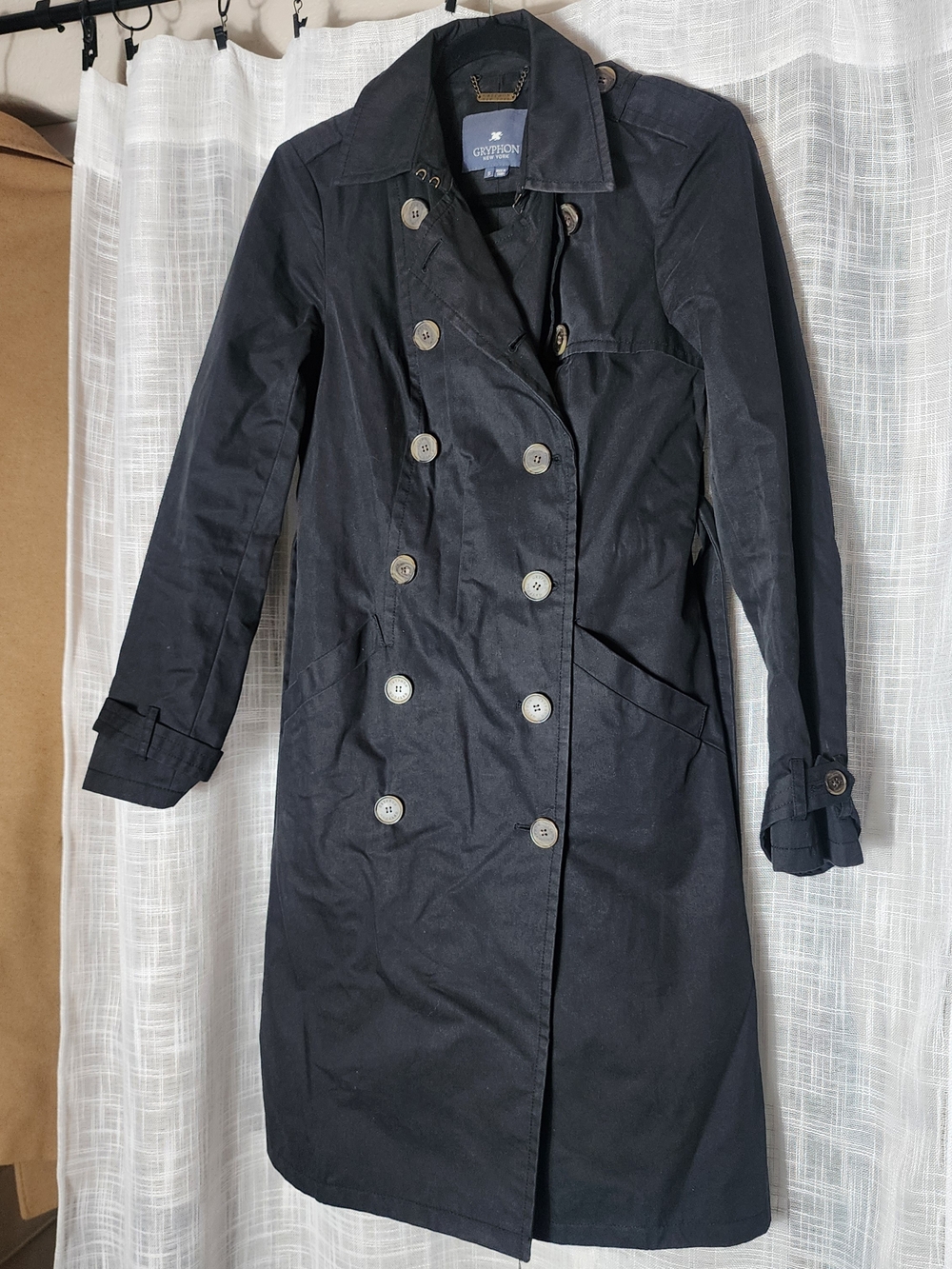 Greyson Women's Black Double-Breasted Trench Coat